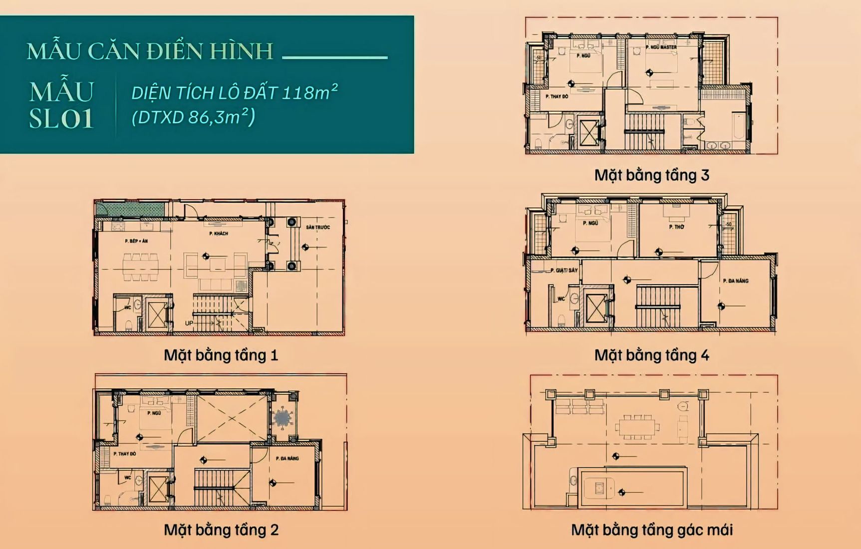 Mặt bằng điển hình song lập ven sông